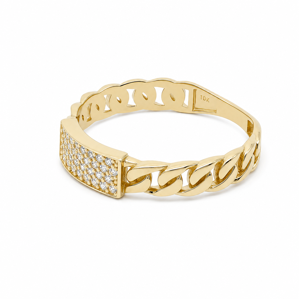 10K Yellow Gold Fashion Women's Ring with Cz Stone / Size: 8.5 / Weight: 2 GR / DQWR0FS-120