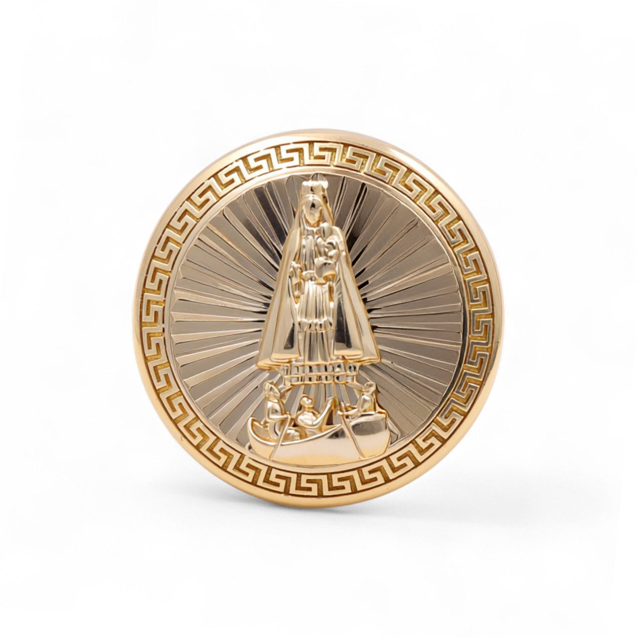 14K Yellow Gold Virgen de la Caridad Men's Ring with Cz / Size 10 / Weight: 10.7 GR / COMR4VC