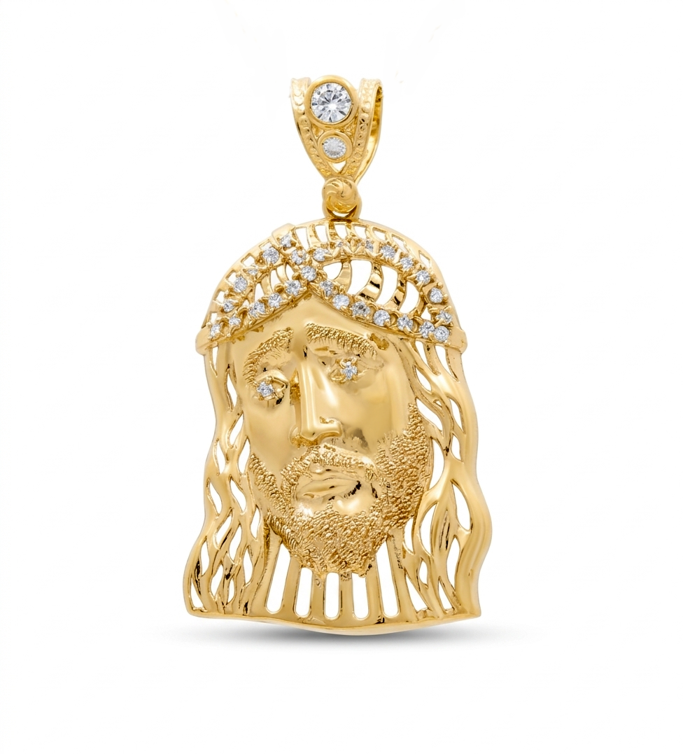 10K Yellow Gold Jesus Pendant With Cz / Weight: 8.9 GR / CLPD0CR
