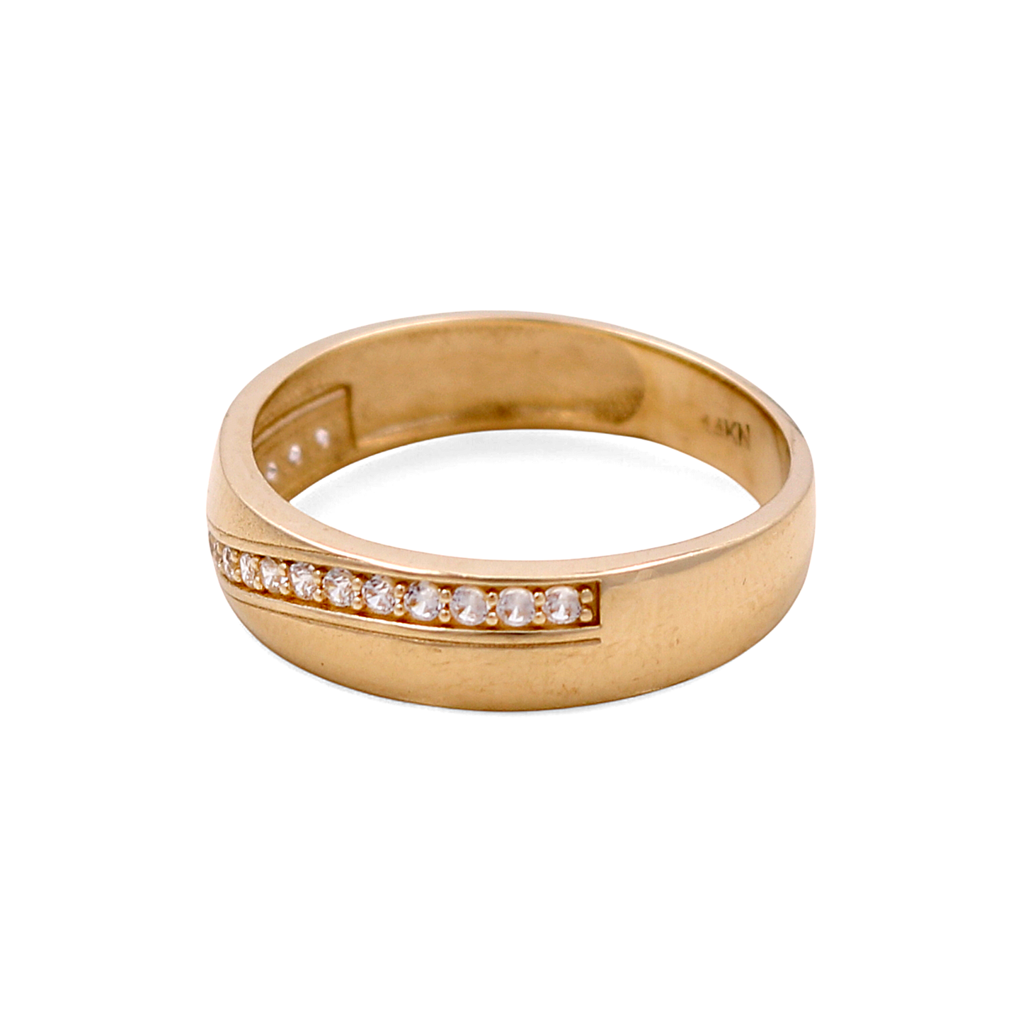 14K Yellow Gold Men’s Wedding Band / Stone: Cz / Size: 10.5 / Weight: 2.9 GR / DEEMWB4BS-3