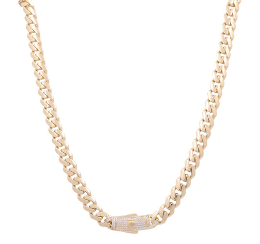 10K Yellow Gold Monaco Semisolid Chain / Stone: Cz / Size: 9mm 18" /  COCH0MON9-18