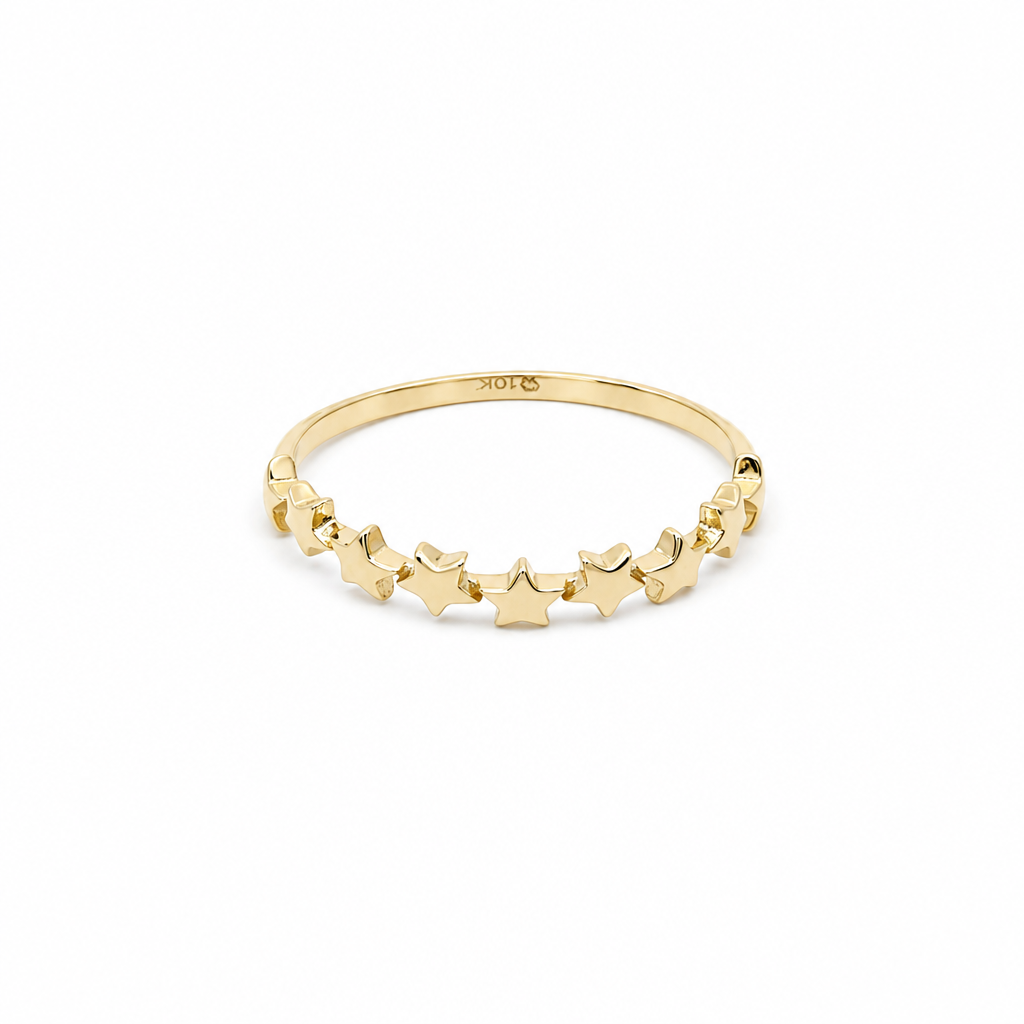 10K Yellow Gold Stars Women's Ring / Size: 6 / Weight: 0.8 GR / DQWR0ST