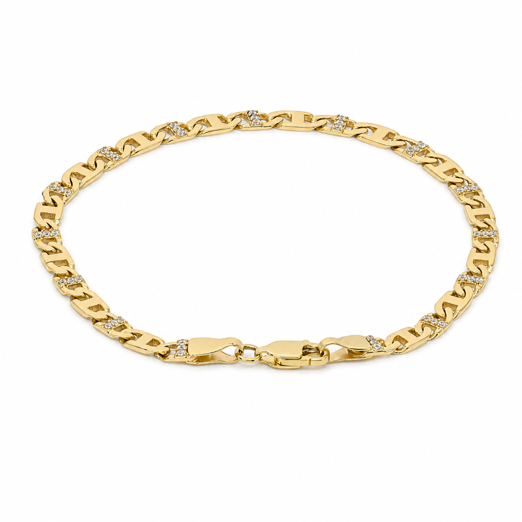 10K Yellow Gold Marine Women's Bracelet with Cz / Size: 7.5'' / Weight: 5.4 GR / LLBWB0MR