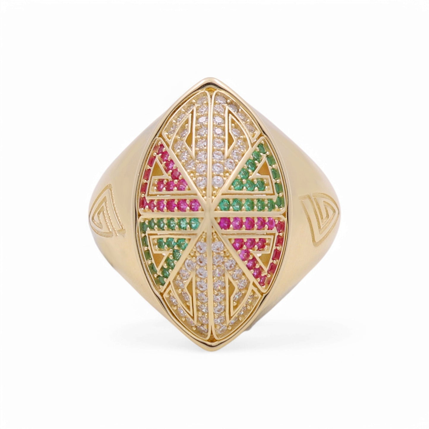 14K Yellow Gold Fashion Women's Ring With Colors Cz / Size: 11.5 / Weight: 6.3 GR / CPMR4FS-27
