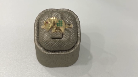 14K Yellow Gold Elephant Women's Ring / CZ / Size: 8.5 / Weight: 1.3gr/ DQWR4EP