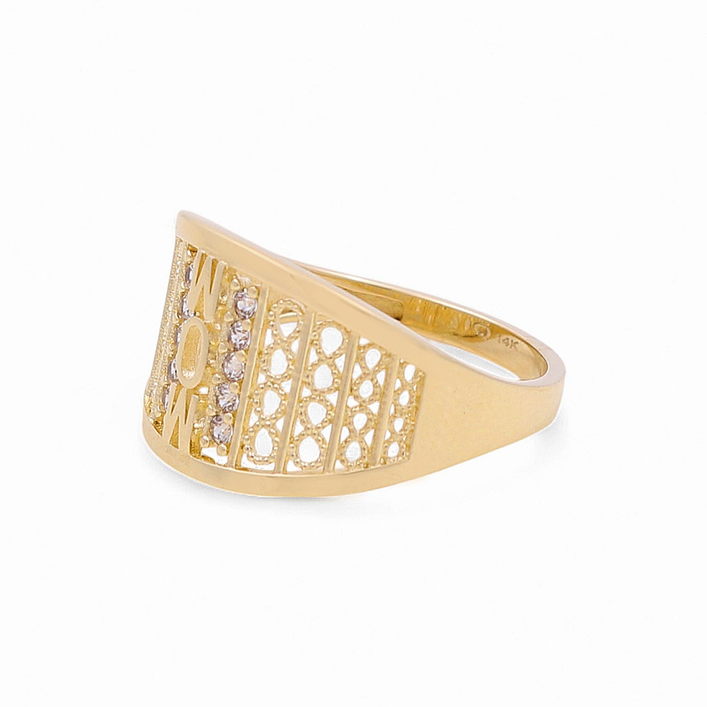 14K Yellow Gold Fashion MOM Women's Ring with Cz / Size: 8 / Weight: 2.8 GR / DQWR4FS-26