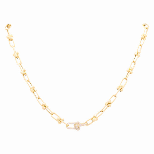 10K Yellow Gold Fashion Link Necklace TF with Cz / Size: 18” / Weight: 15.4 GR / DQNK0TF