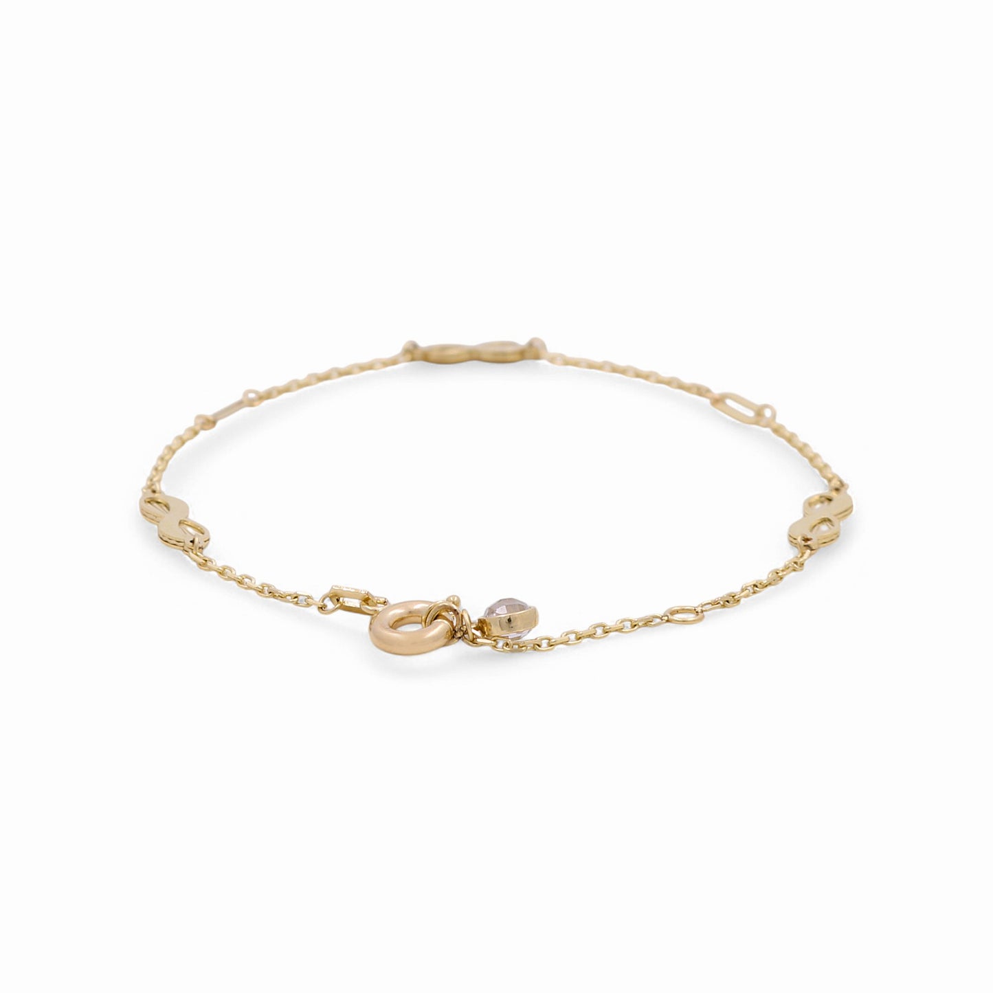 14K Yellow Gold Women's Bracelet with Infinity / Size: 7” / Weight: 2.6 GR / DPWB4IF-1