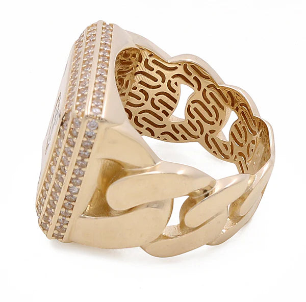 14k MONACO Men's Ring with Cz / Size: 9  / Weight: 9.4 GR / COMR4MON