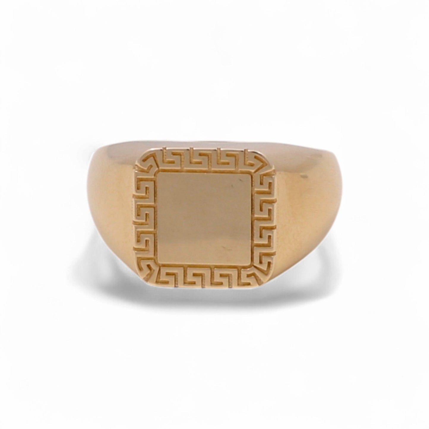 14K Yellow Gold SQ Greek Men's Ring / Size: 11.5 / Weight: 3.2 GR / DQMR4GR