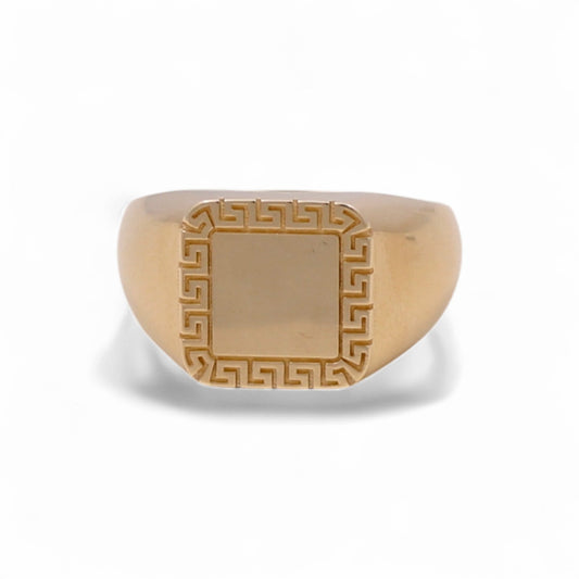 14K Yellow Gold SQ Greek Men's Ring / Size: 11.5 / Weight: 3.2 GR / DQMR4GR