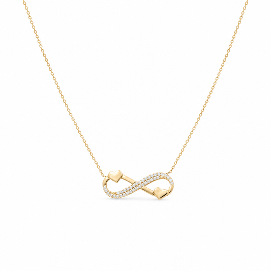 14K Yellow Gold Women's Necklace With Infiniti and Hearts Pendant / Stone: Cz / Size: 17" / Weight: 2.8 GR / CCNK4IFHR