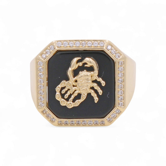 14K Yellow Gold Scorpion  Men’s Ring with Onyx Stone / Stone: Cz / Size 10 / Weight: 8.5 GR / CPMR4SP