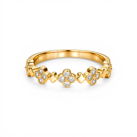 10K Yellow Gold Fashion Women's Ring with Cz / Size: 7.5 / Weight: 1.4 GR / DQWR0FS-30