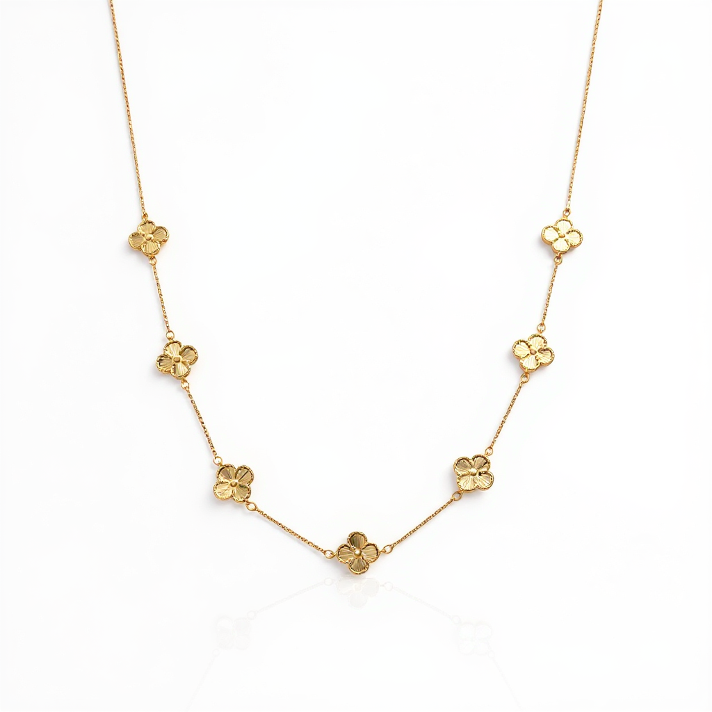10K Yellow Gold Seven Clovers Necklace / Size: 18” / Weight: 7.4 GR / CQNK0CLV