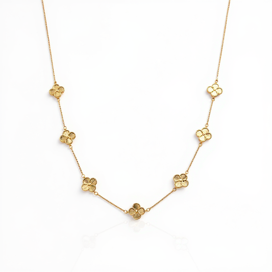 10K Yellow Gold Seven Clovers Necklace / Size: 18” / Weight: 7.4 GR / CQNK0CLV