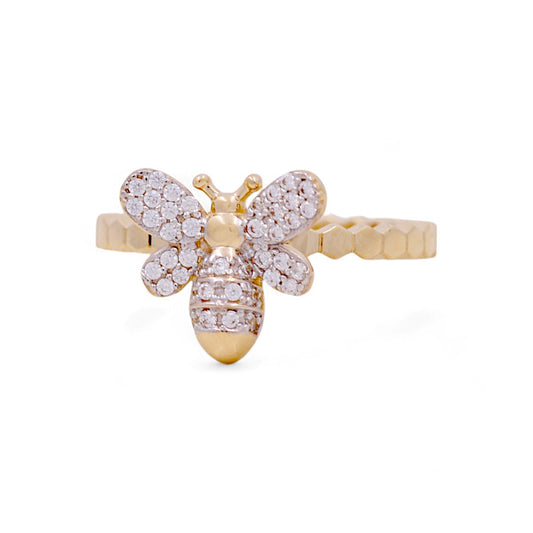 14K Yellow Gold Woman’s Bee Ring / Stone: CZ / Size: 7 / Weight: 2.2 GR / IEEWR4BE