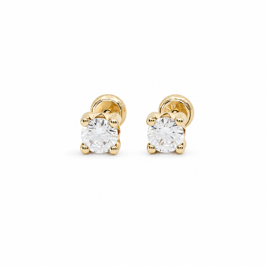 14K Yellow Gold Fashion Stud Earrings with Cz  / 6-627401PS