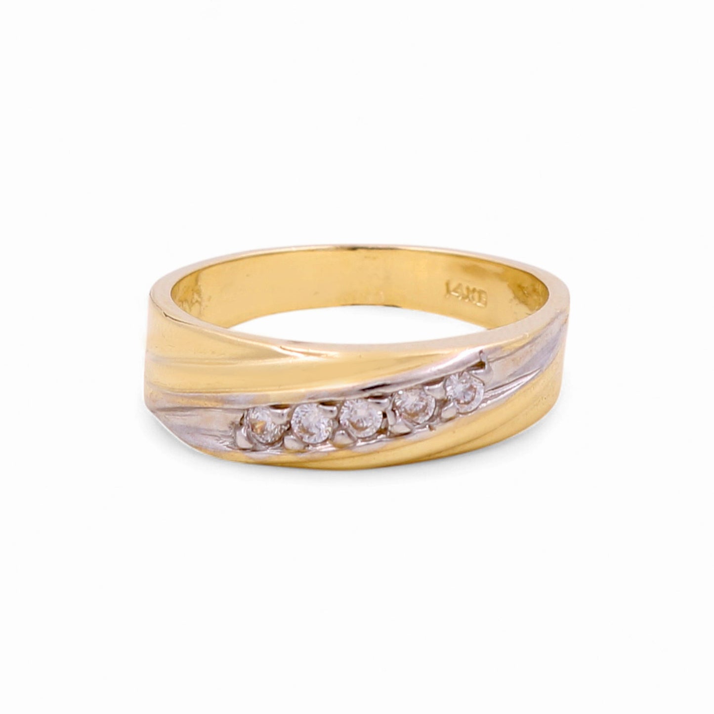 14K Yellow and White Gold Men’s Wedding Band / Stone: Cz / Size: 10 / Weight: 5.2 GR / CEEMWBTT4BS-5
