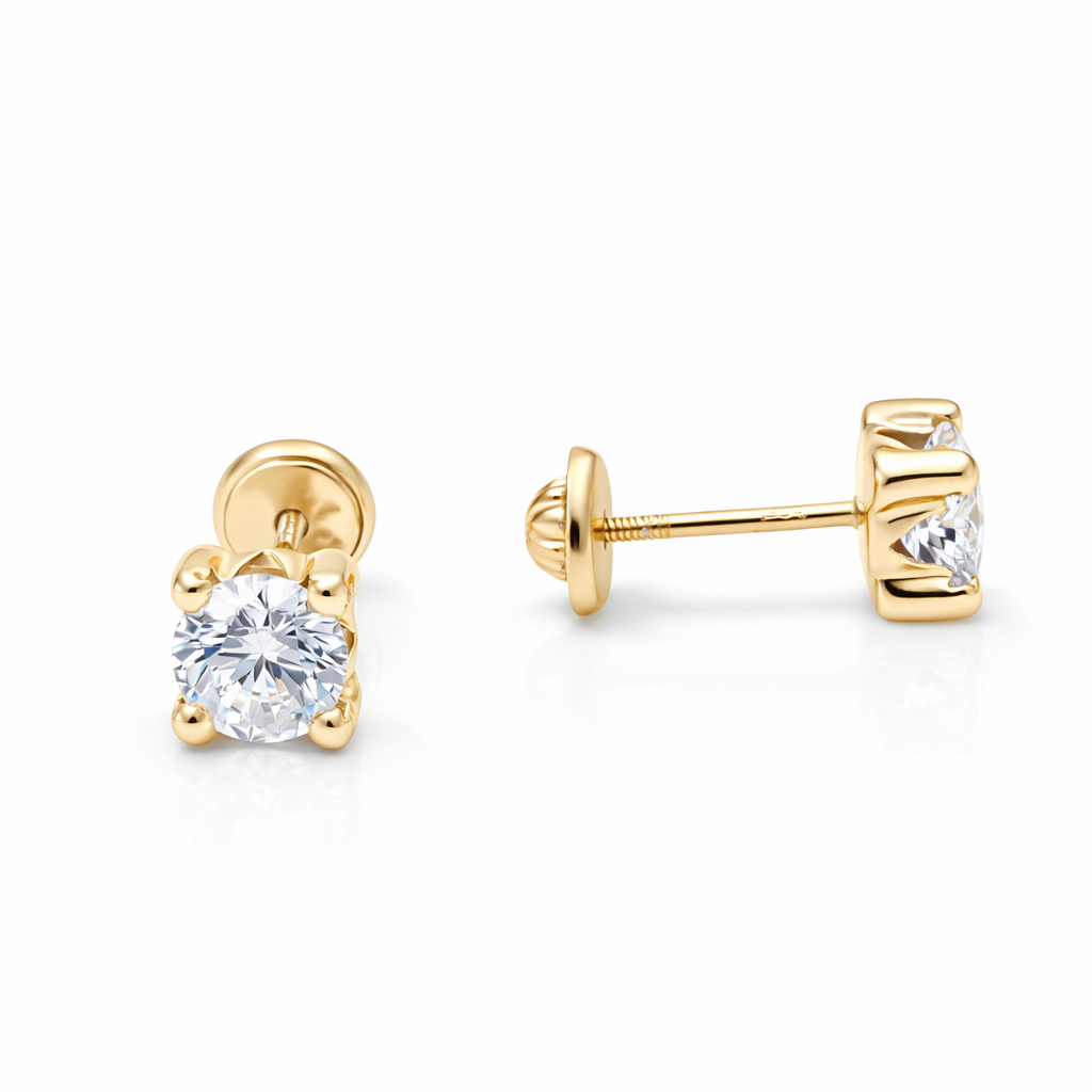 14K Yellow Gold Fashion Stud Earrings with Cz  / 6-627401PS