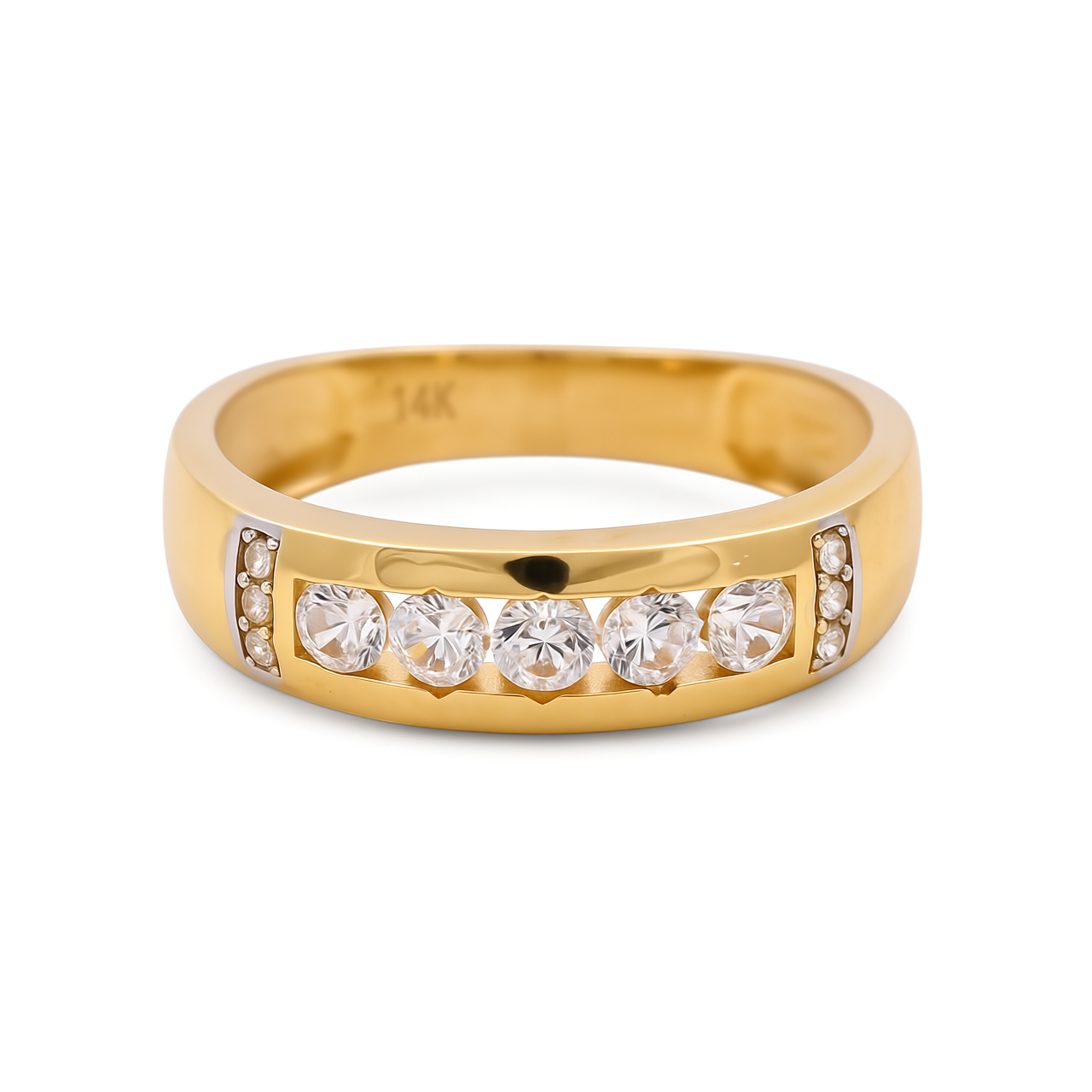 14K Yellow Gold Men’s Wedding Band / Stone: Cz / Size: 10 / Weight: 4.2 GR / CEEMWB4BS-30