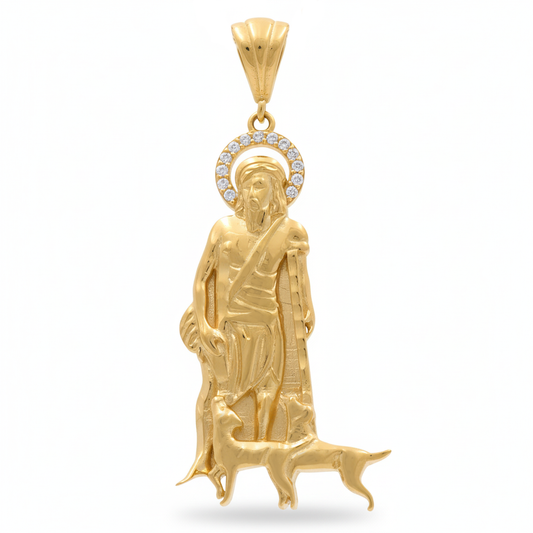 14K Yellow Gold San Lazaro Pendant with Cz / Weight: 3.3 GR / DQPD4SL