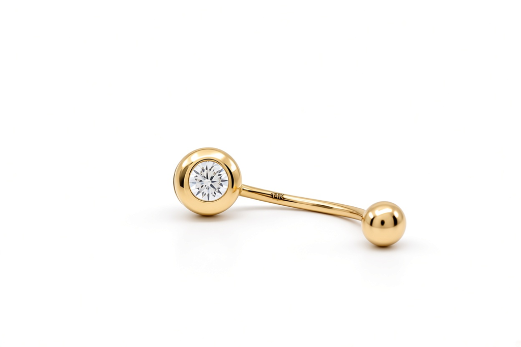 14K Yellow Gold Piercing with Cz Stone / 6-196801S3,5