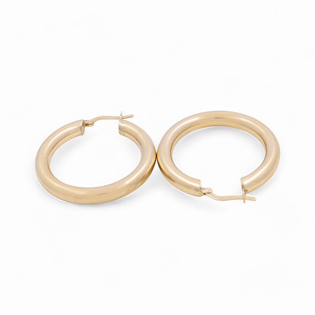 10K Yellow Gold Plane Hoops Earrings / Size: 5mm X 26mm / Weight: 4.7 GR / KOEH0PL5x26