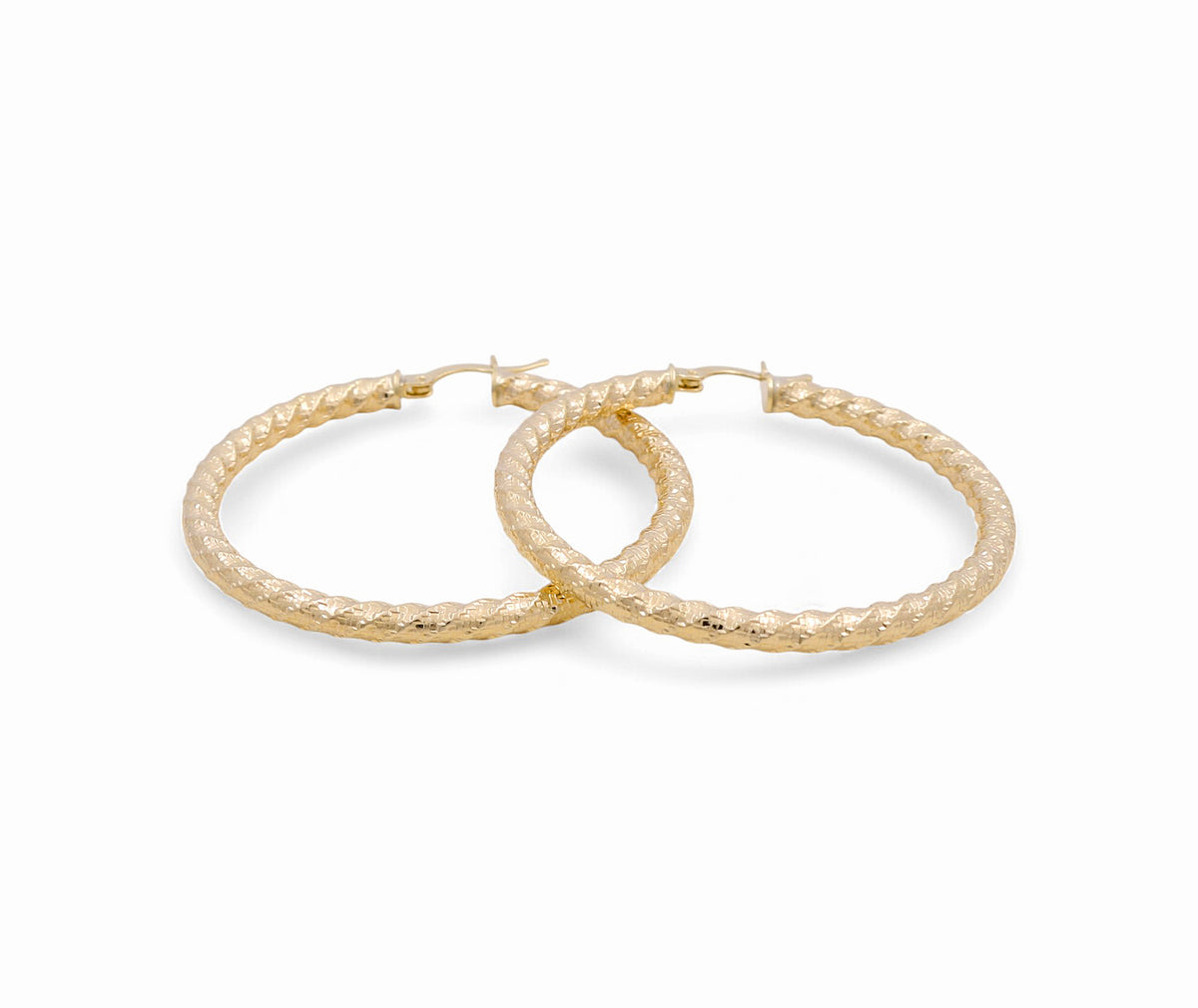 10K Yellow Gold Twist Hoops Earrings / Size: 3.5mm X 41mm / Weight: 5.4 GR / DPEH0TR3.5x41