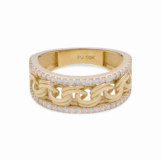 10K Yellow Gold Fashion Women's Ring with Cz / Size: 7.5 / Weight: 3.5 GR / DPWR0FS-15