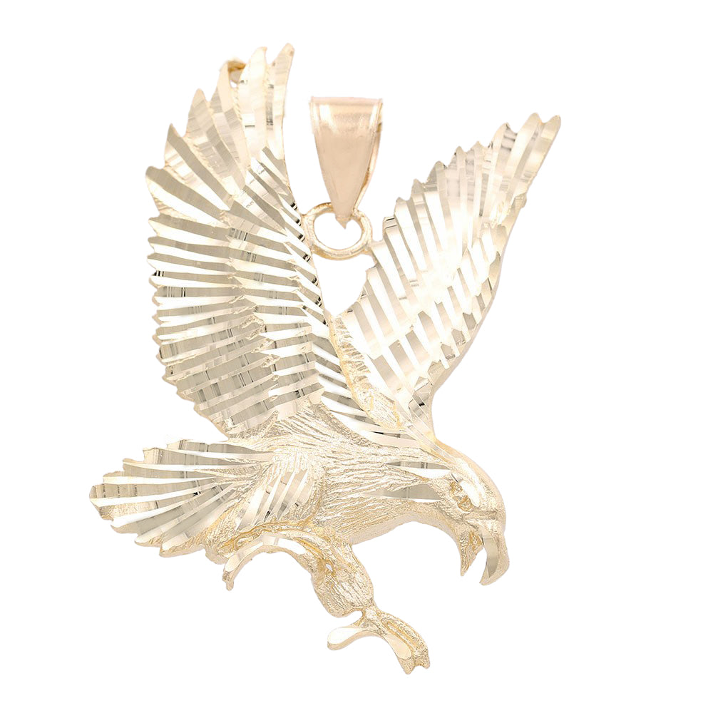 14K Yellow Gold Eagle Flying Pendant
