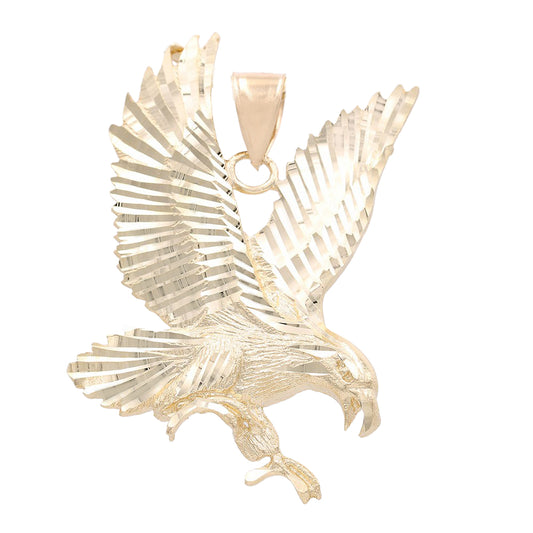 14K Yellow Gold Eagle Flying Pendant