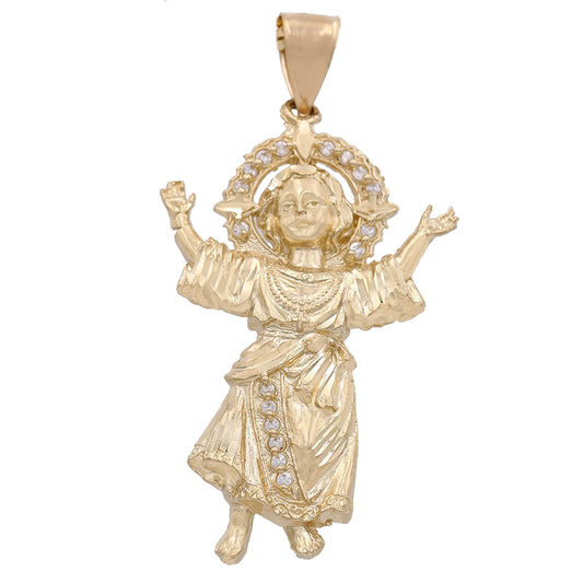 14K Yellow Gold Baby Jesus Pendant with Cubic Zirconias
