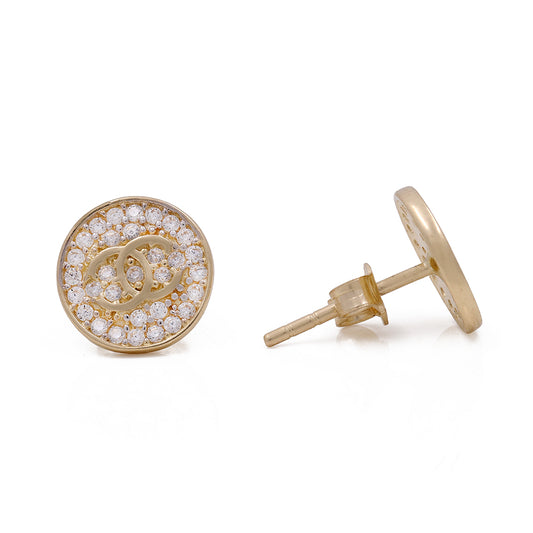 14K Yellow Gold Fashion Earrings with Cubic Zirconias