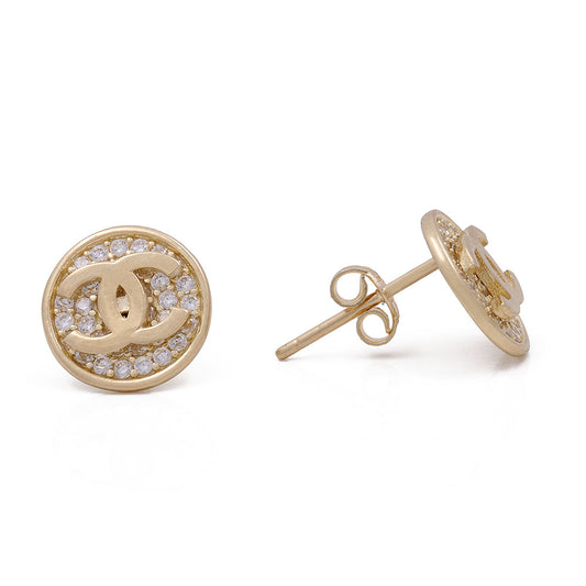 14K Yellow Gold Fashion Earrings with Cubic Zirconias