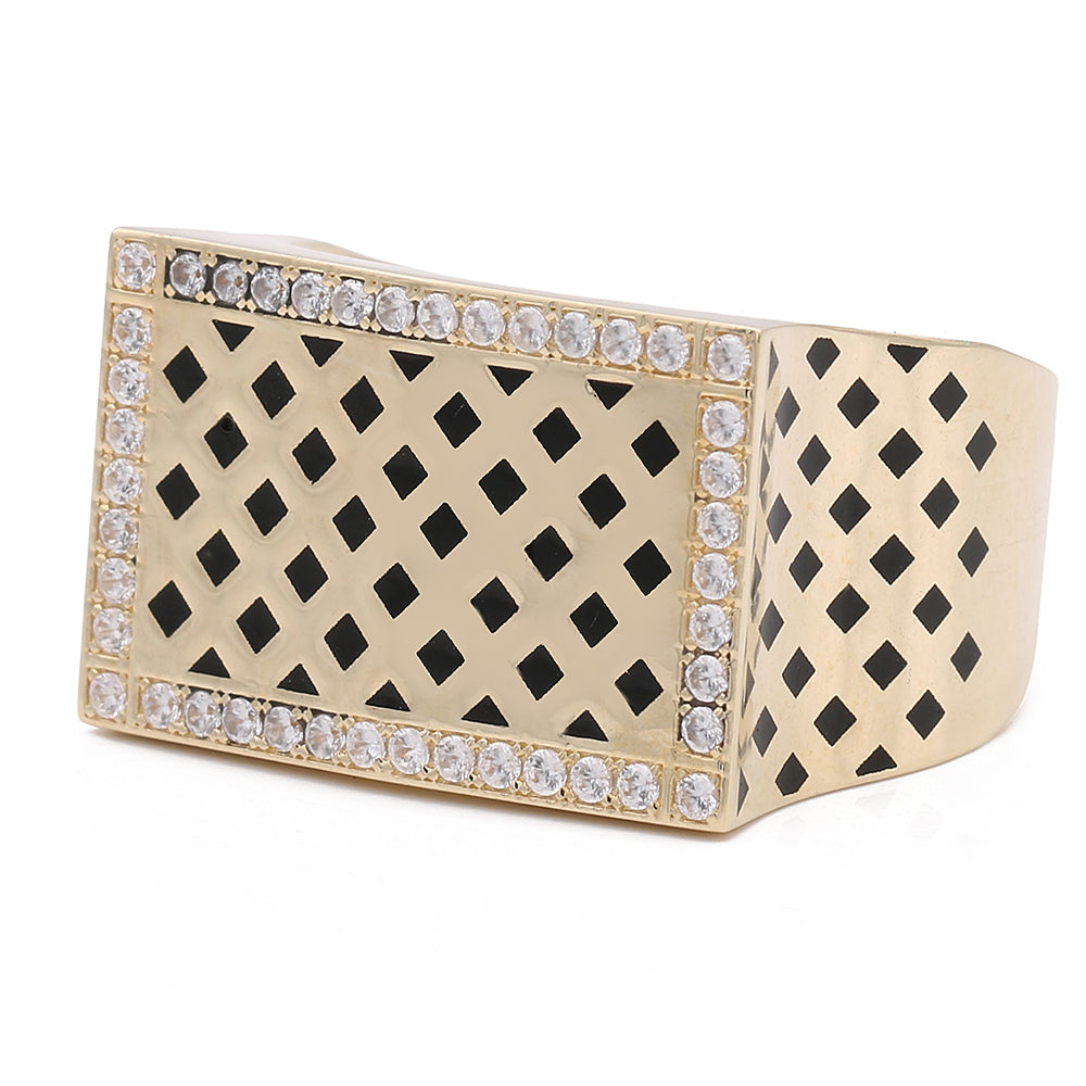 14K Yellow Gold Arabic Fashion Ring with Color Stones and Cubic Zirconias