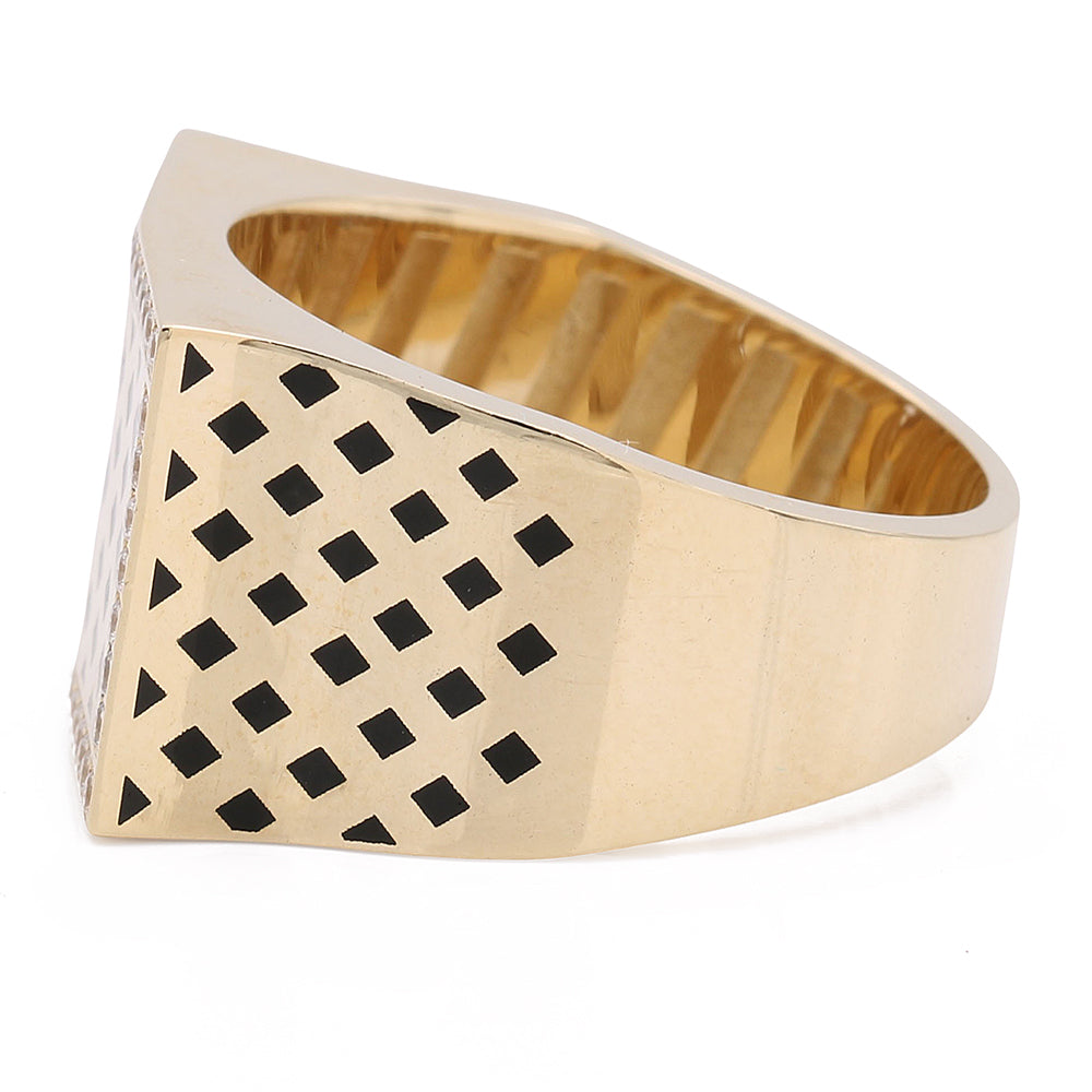 14K Yellow Gold Arabic Fashion Ring with Color Stones and Cubic Zirconias