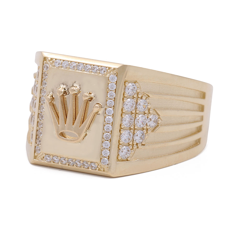 14K Yellow Gold Fashion Men's Ring with Cubic Zirconias