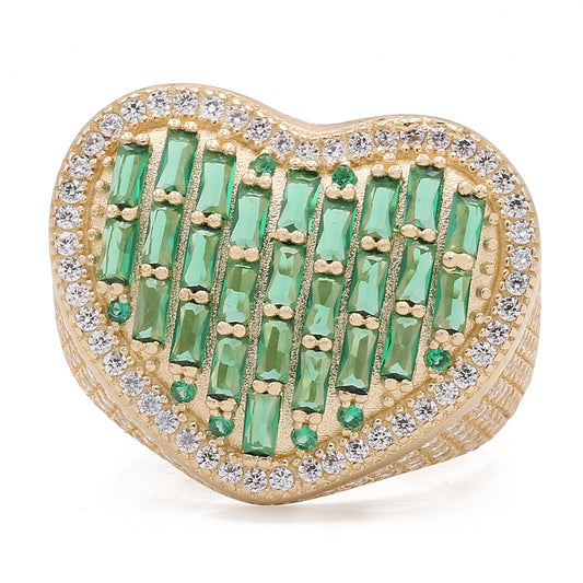 14K Yellow Gold Fashion Ring with Color Stones and Cubic Zirconias