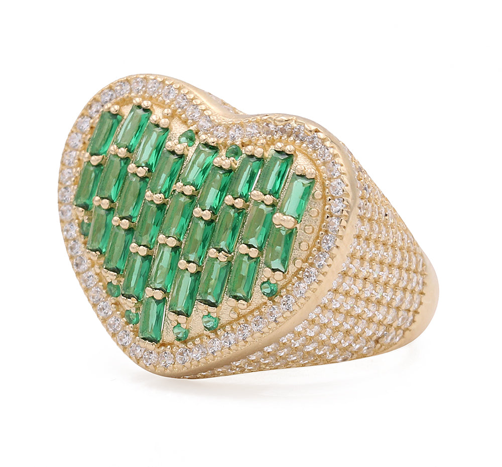 14K Yellow Gold Fashion Ring with Color Stones and Cubic Zirconias