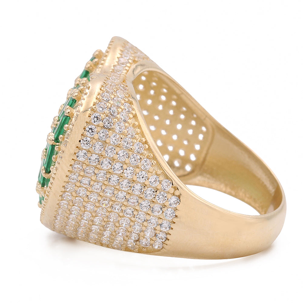 14K Yellow Gold Fashion Ring with Color Stones and Cubic Zirconias
