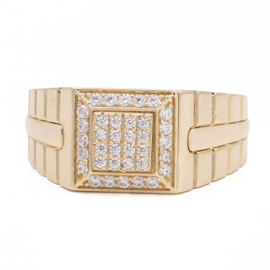14K Yellow Gold Fashion Ring with Cubic Zirconias
