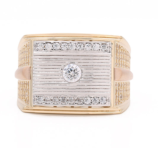 14K Yellow, White and Rose Gold Fashion Ring with Cubic Zirconias
