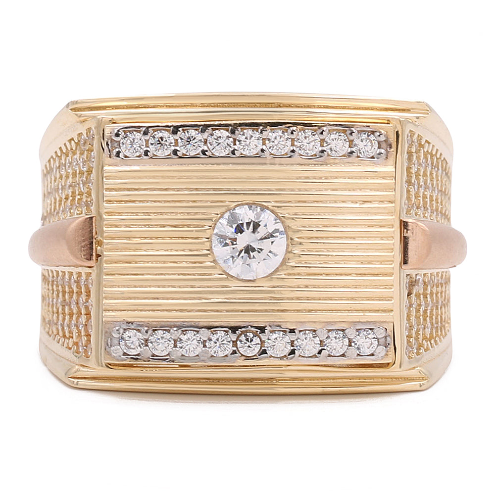 14K Yellow and Rose Gold Fashion Ring with Cubic Zirconias