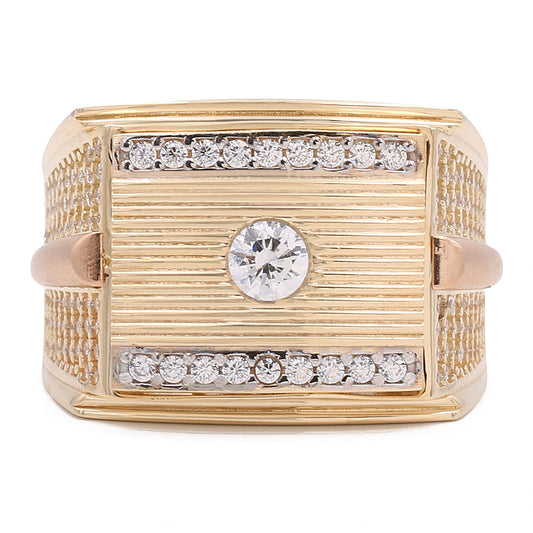 14K Yellow and Rose Gold Fashion Ring with Cubic Zirconias