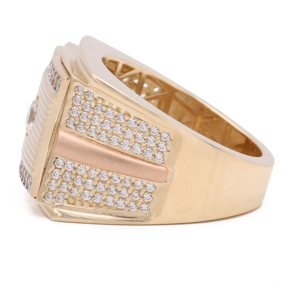 14K Yellow and Rose Gold Fashion Ring with Cubic Zirconias