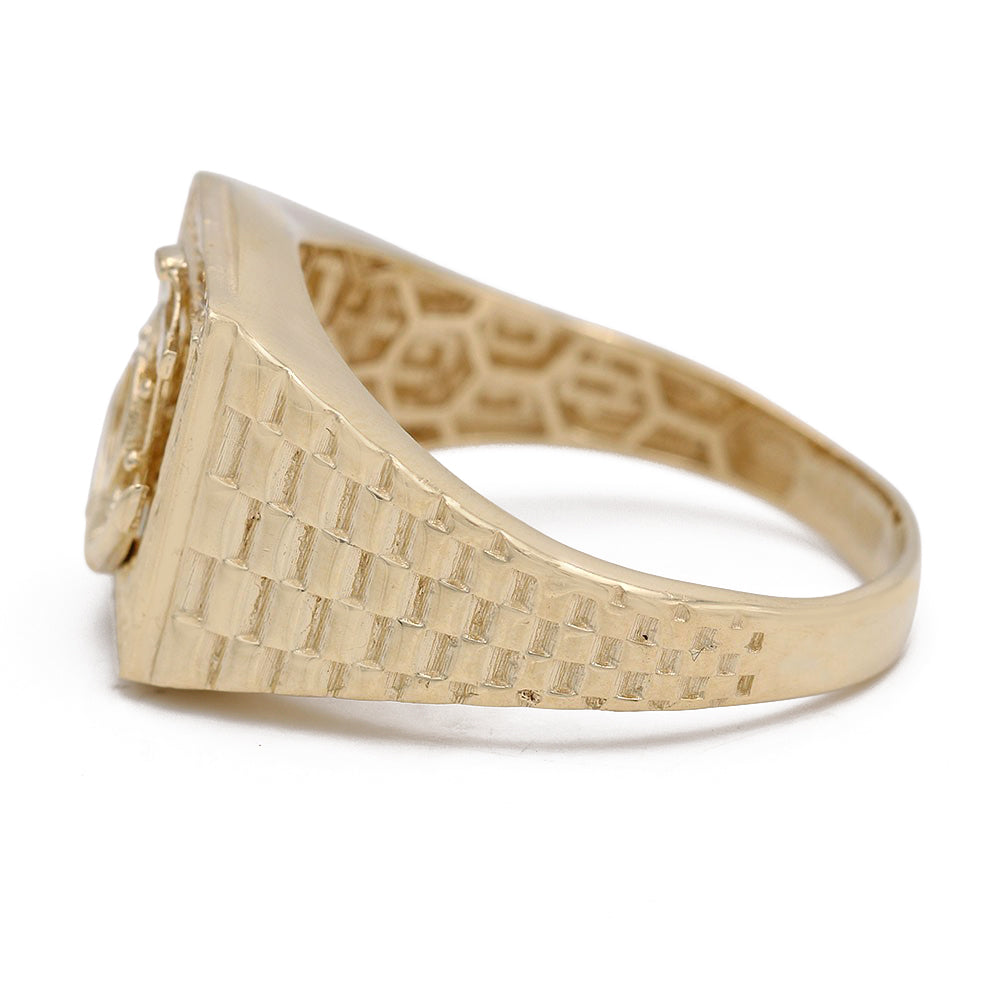14K Yellow Gold Fashion Anchor Design Ring with Cubic Zirconias