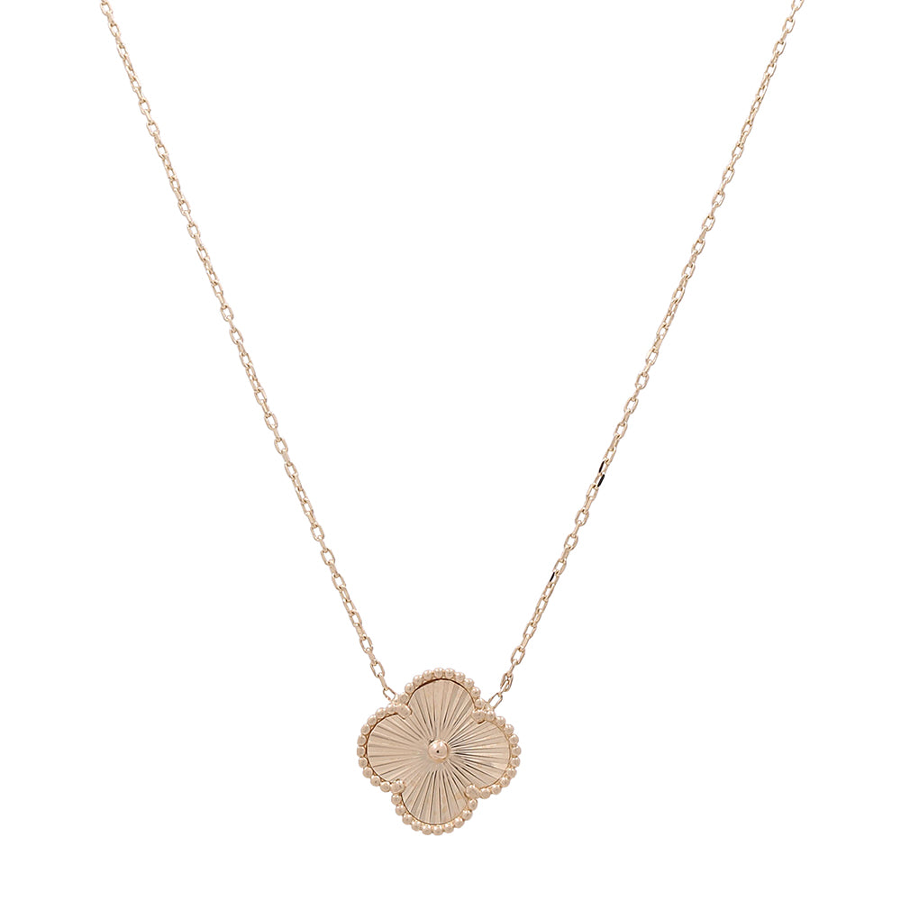 14K Yellow Gold Fashion Flower with Diamond Cut Design Necklace