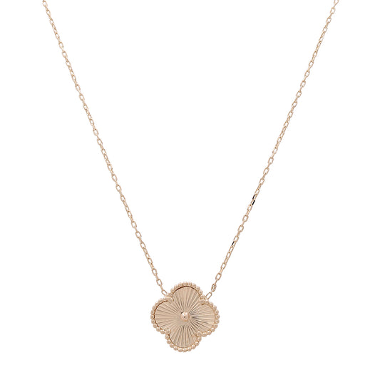 14K Yellow Gold Fashion Flower with Diamond Cut Design Necklace