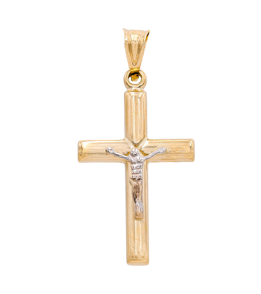 14K Yellow and White Gold Jesus on the Cross Pendant